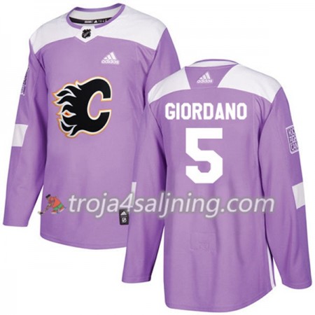 Calgary Flames tröja Mark Giordano 5 Adidas 2017-2018 Lila Fights Cancer Practice Authentic - NHL Tröjor Herr